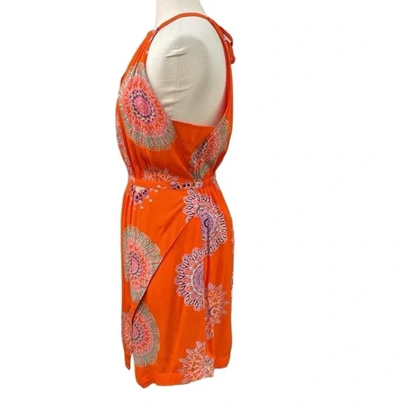 Anthropologie Floreat Livia Floral Halter Dress SZ 8 Orange - Picture 6 of 10